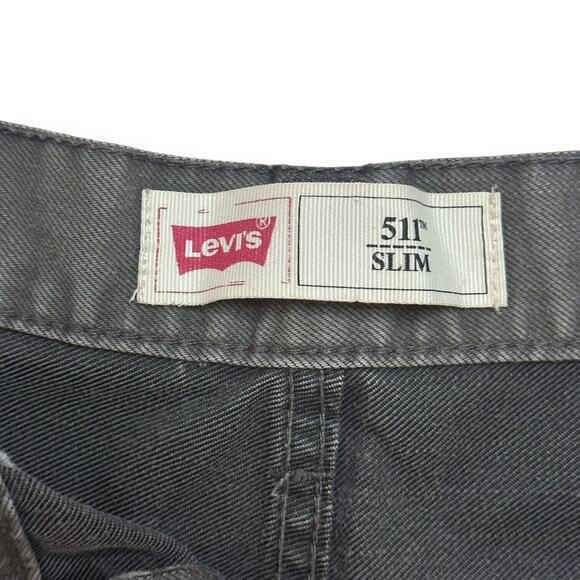 LEVI'S 511 Cut Off Shorts Cotton Mid Rise Frayed Hem Stretch Smoked Gray 28 - Picture 6 of 9